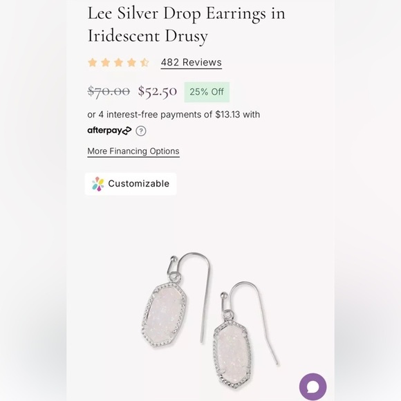 KENDRA SCOTT Lee Silver Drop Earrings Iridescent Drusy Jewelry Brand New - Picture 2 of 6